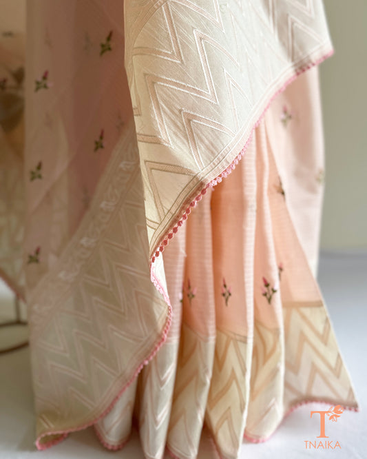 Kota Silk Blush Peach Saree