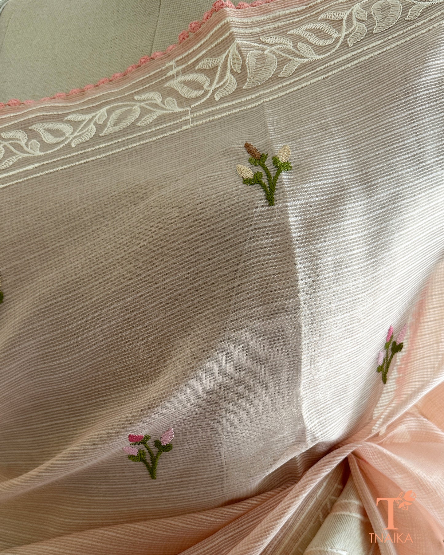 Kota Silk Blush Peach Saree