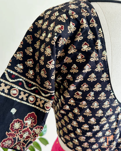 traditional ajrakh print cotton saree blouse