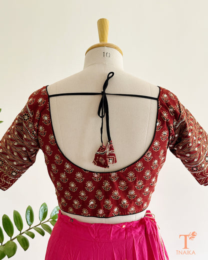 ajrakh cotton blouse front view handblock print