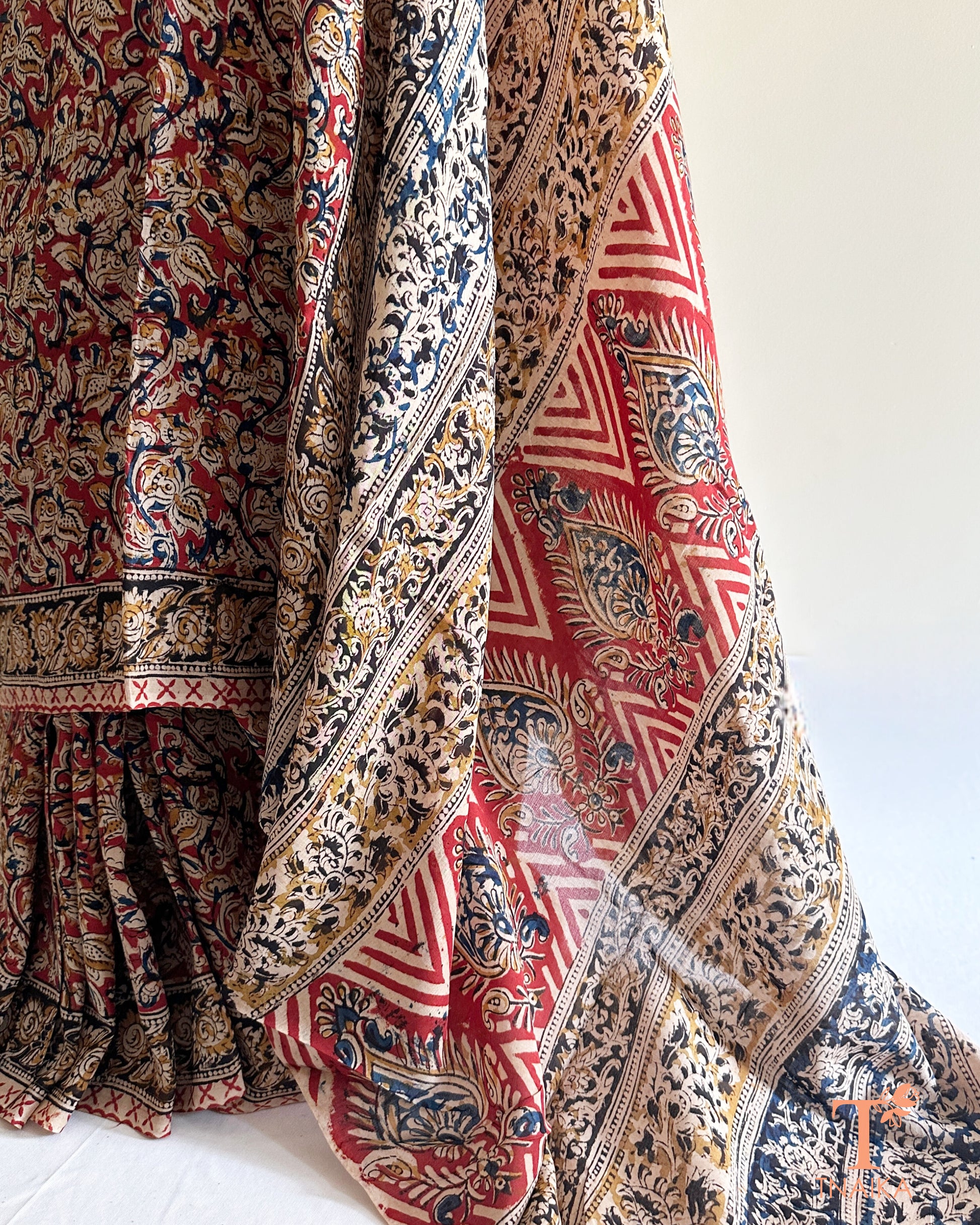 earthy tone kalamkari saree elegant drape