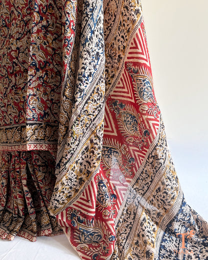 earthy tone kalamkari saree elegant drape