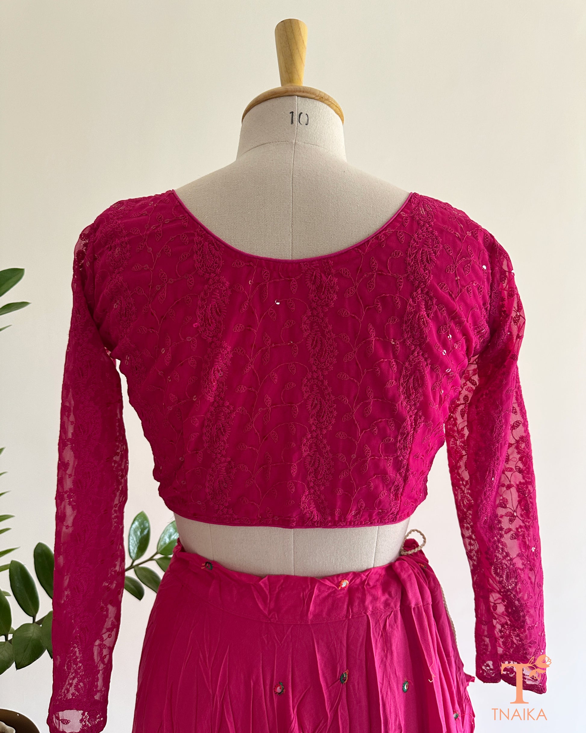 designer chikankari style blouse front and back view