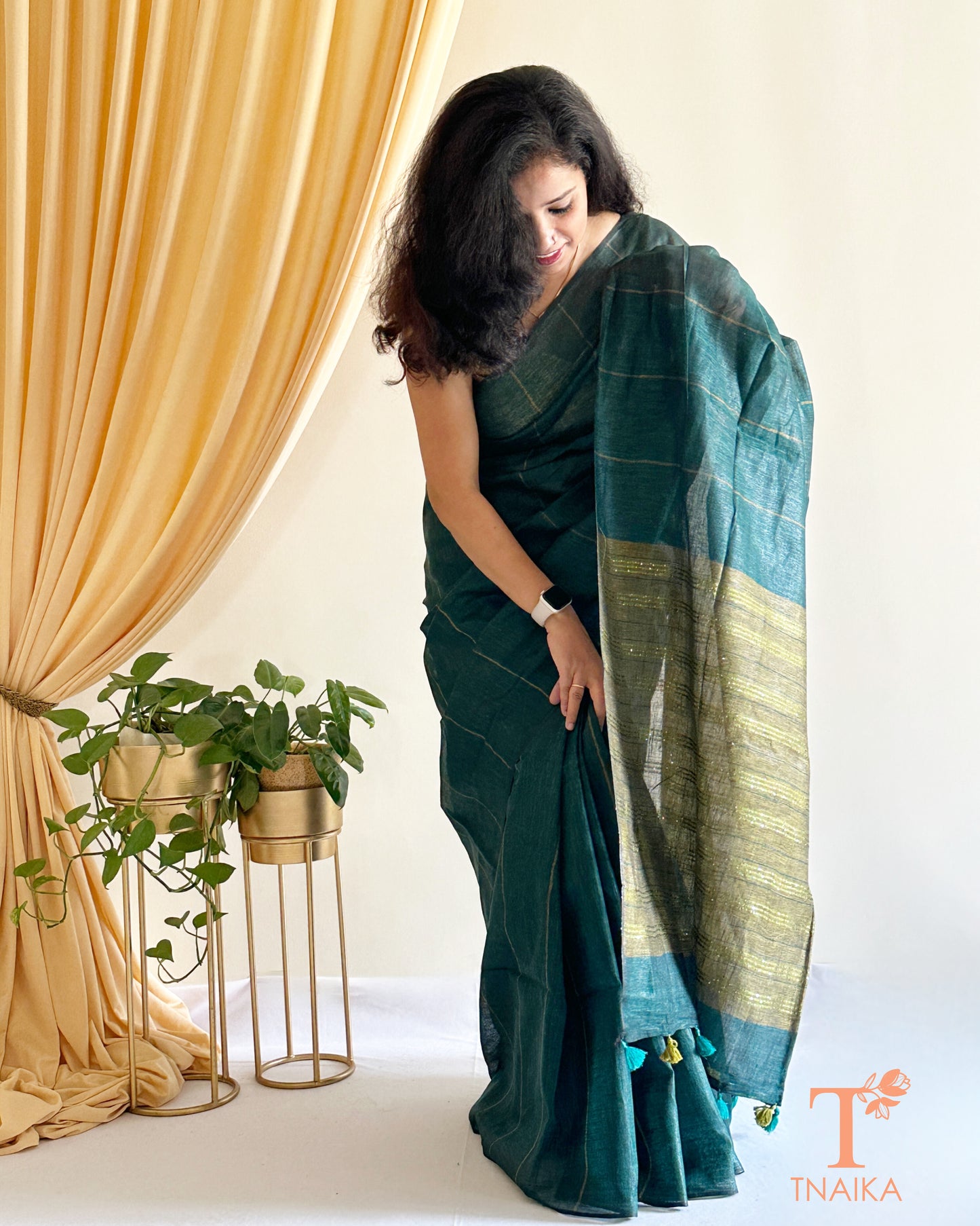 Tnaika premium saree linen cotton elegant drape