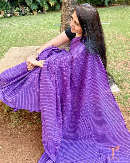 artisan cotton saree draped on model
