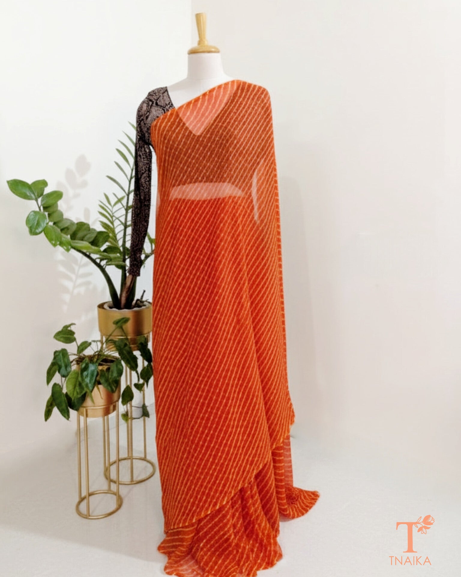 leheriya chiffon saree lightweight drape Tnaika
