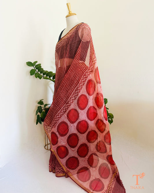 airy kota cotton saree with fine check weave