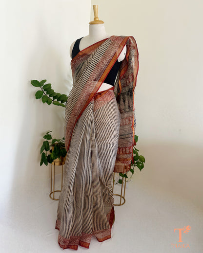 airy kota cotton saree with fine check weave