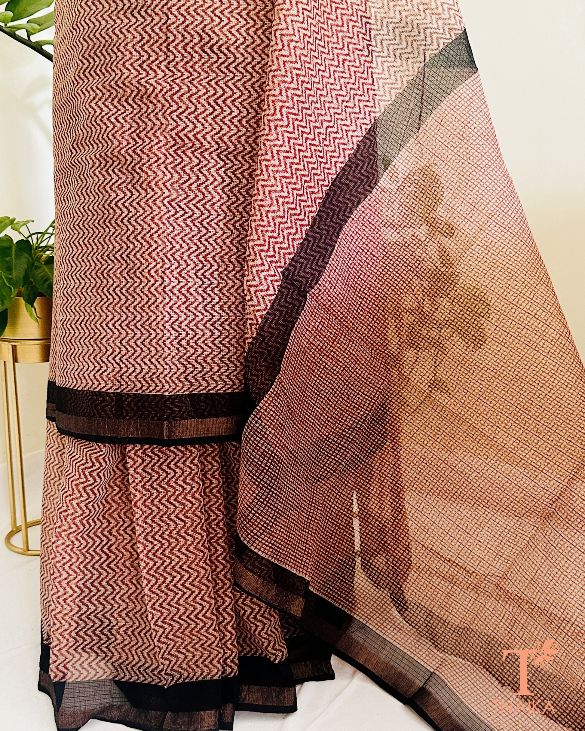 airy kota cotton saree with fine check weave