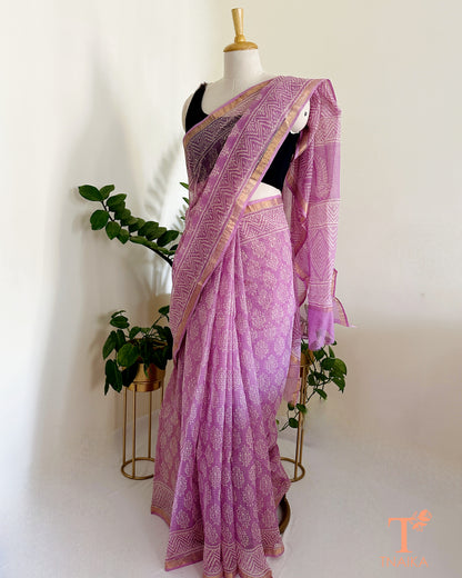 airy kota cotton saree with fine check weave