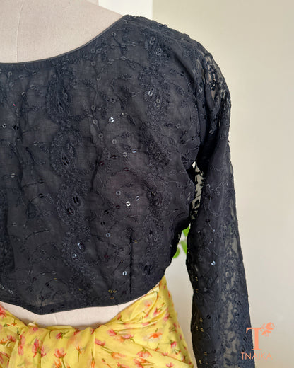 designer chikankari style blouse front and back view