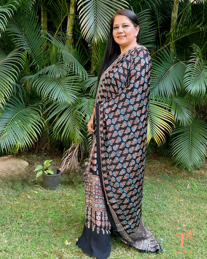 Soft modal silk Ajrakh dupatta with intricate heritage motifs