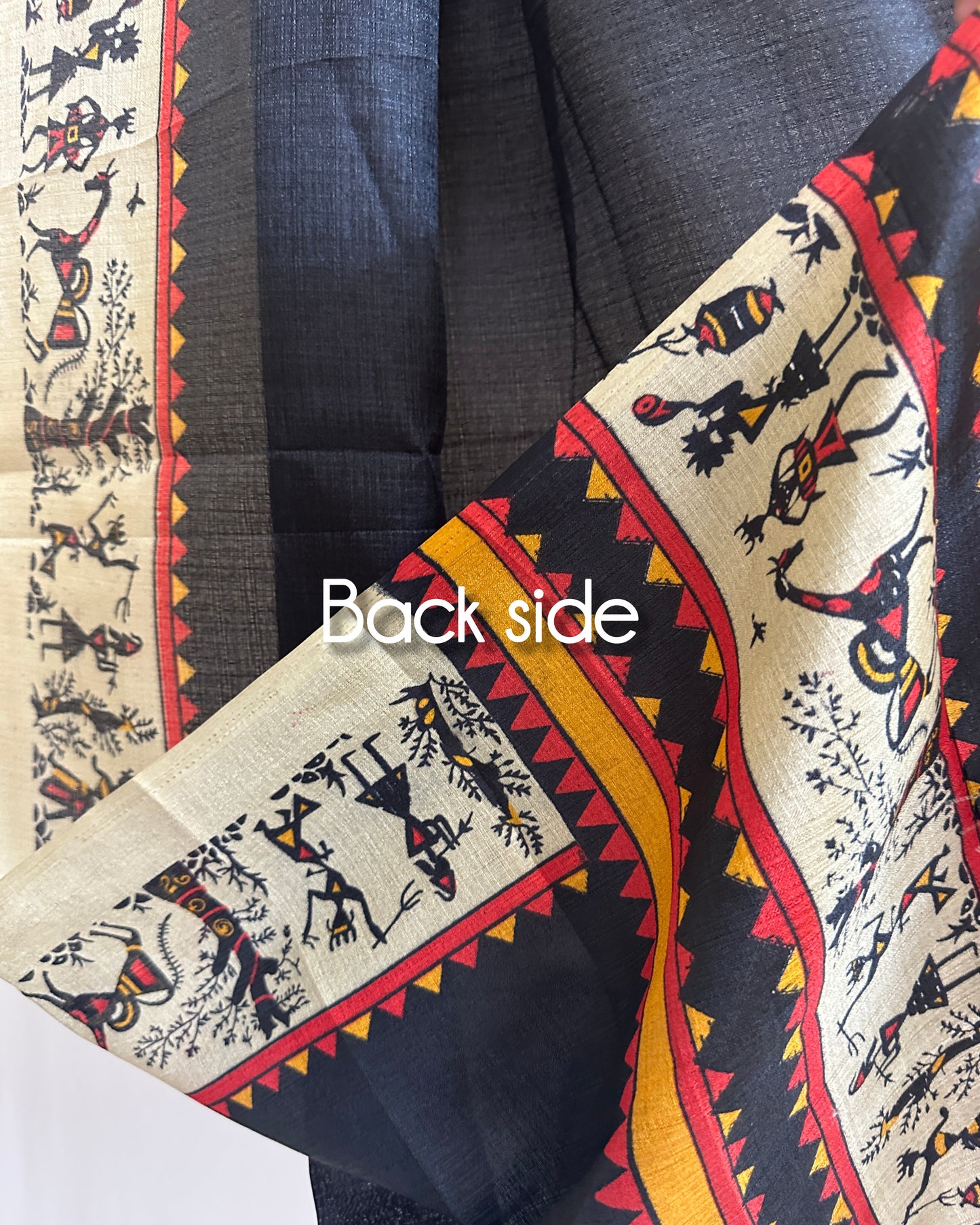 Ethnic dupatta featuring geometric and folk design with tassel finish