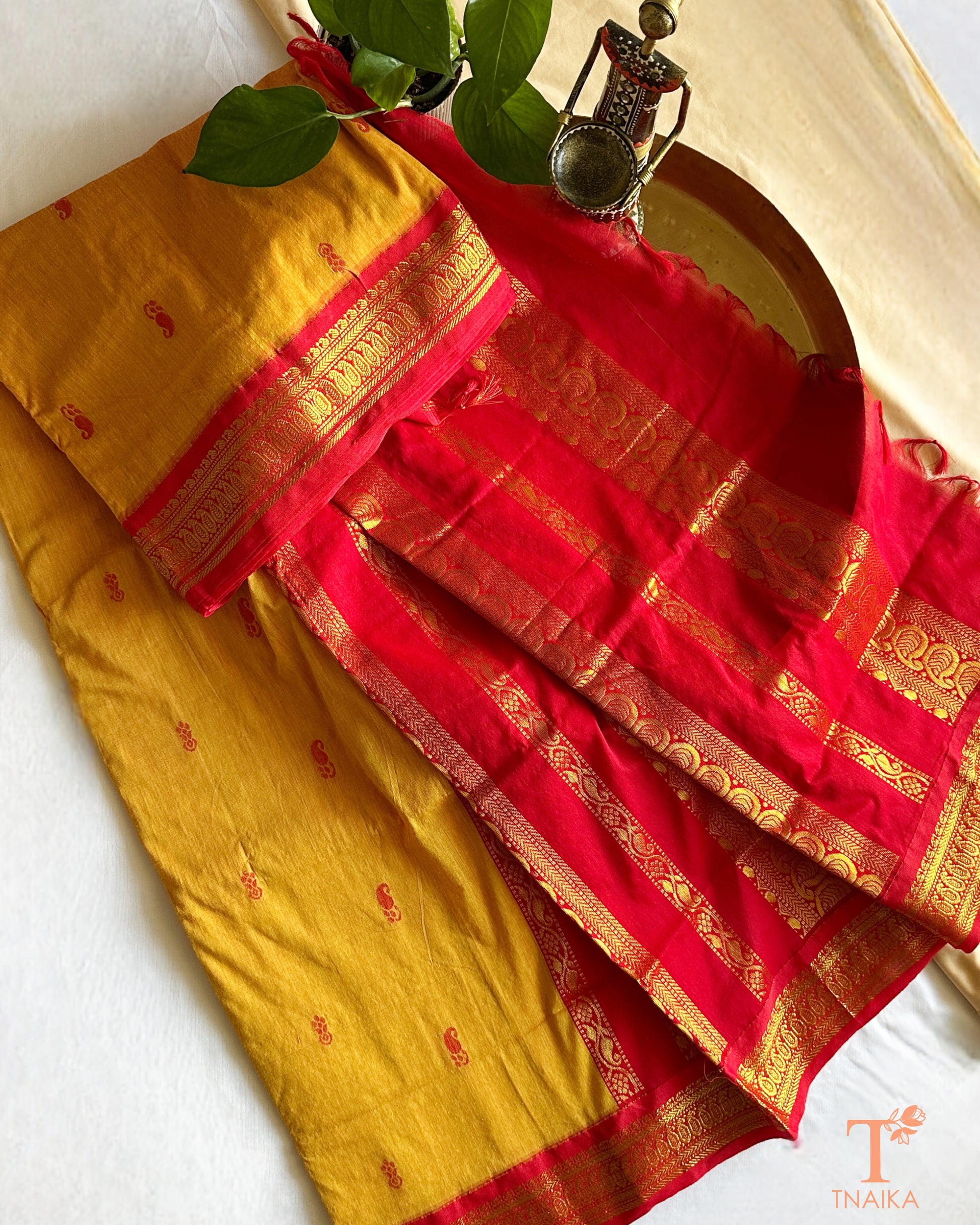 Lightweight cotton saree with intricate zari detailing on border