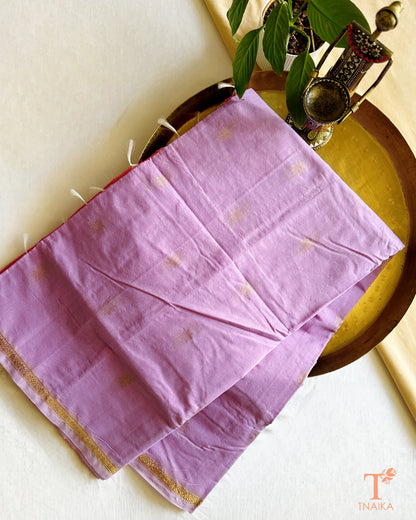 Maheshwari cotton saree with zari border and woven motifs