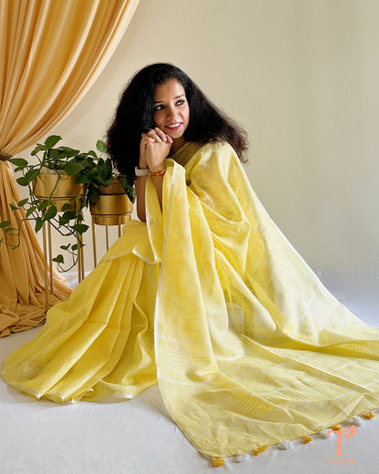 premium handfeel linen saree for festive and occasion wear