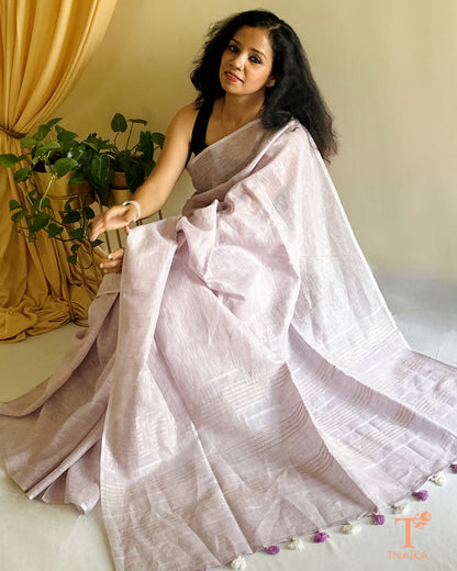 premium handfeel linen saree for festive and occasion wear