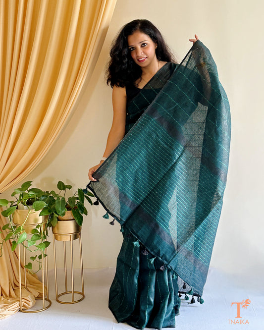 rich textured linen saree 