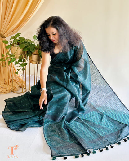 Panna Premium Linen Cotton Saree