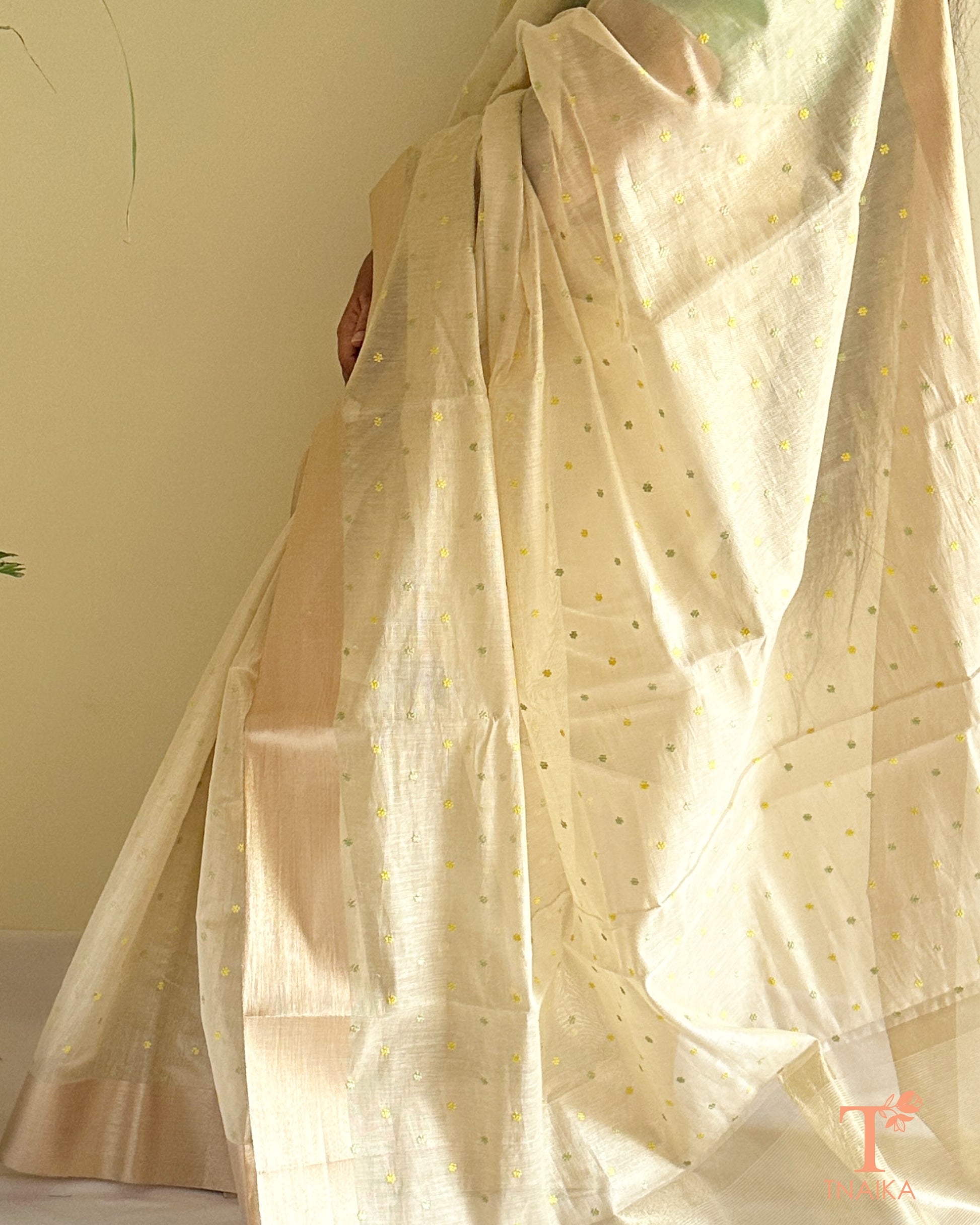 Lightweight tissue chanderi saree with soft sheen and minimal design