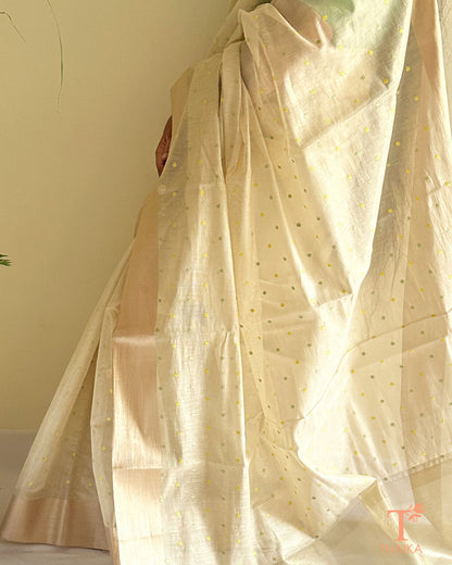 Lightweight tissue chanderi saree with soft sheen and minimal design