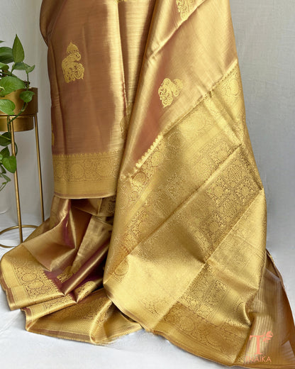 Traditional golden saree perfect for wedding and festive wear
