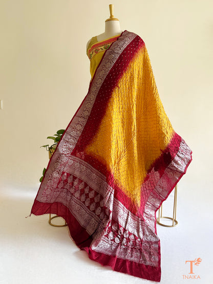 Soft Dhupiyan silk Bandhej dupatta for lehenga choli and festive styling