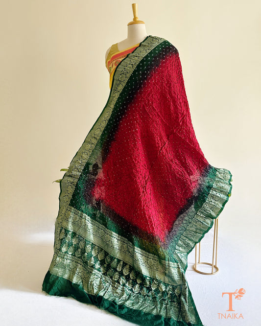 Soft Dhupiyan silk Bandhej dupatta for lehenga choli and festive styling