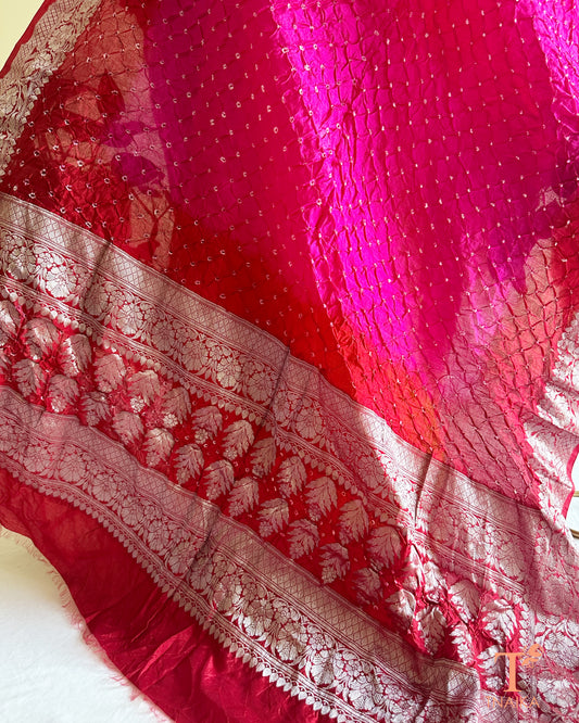 Wedding wear Bandhej dupatta with Banarasi style border detailing