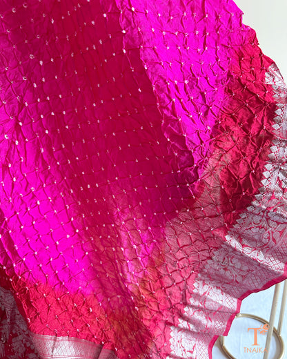Lightweight festive dupatta with traditional Bandhej texture and zari accents