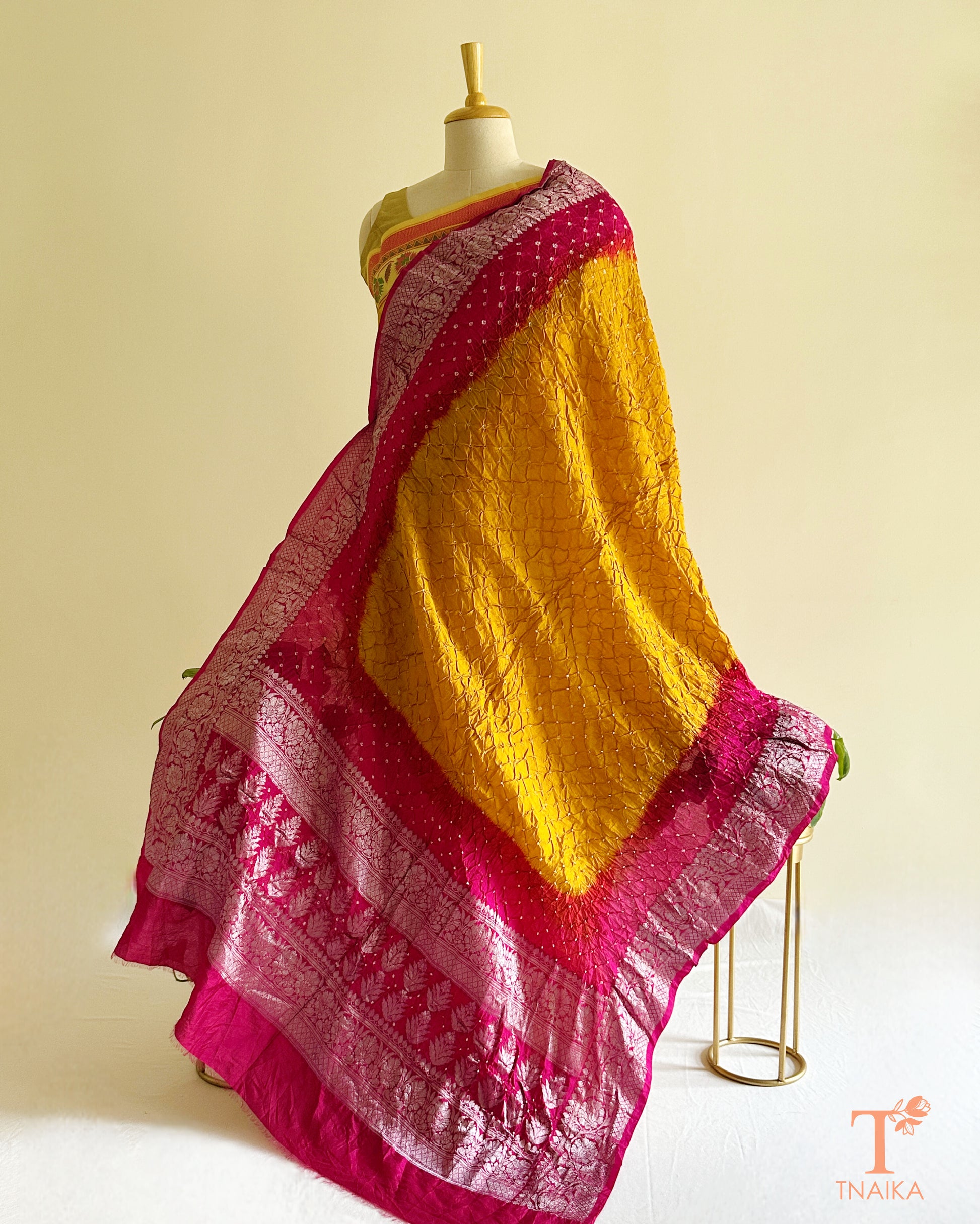 Soft Dhupiyan silk Bandhej dupatta for lehenga choli and festive styling