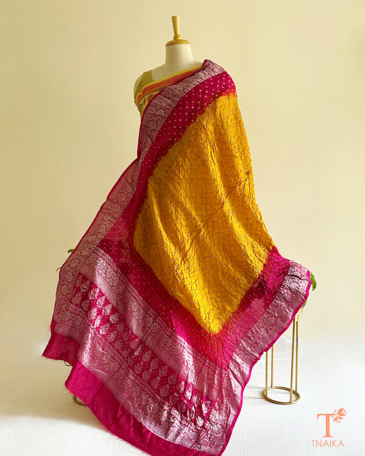 Soft Dhupiyan silk Bandhej dupatta for lehenga choli and festive styling
