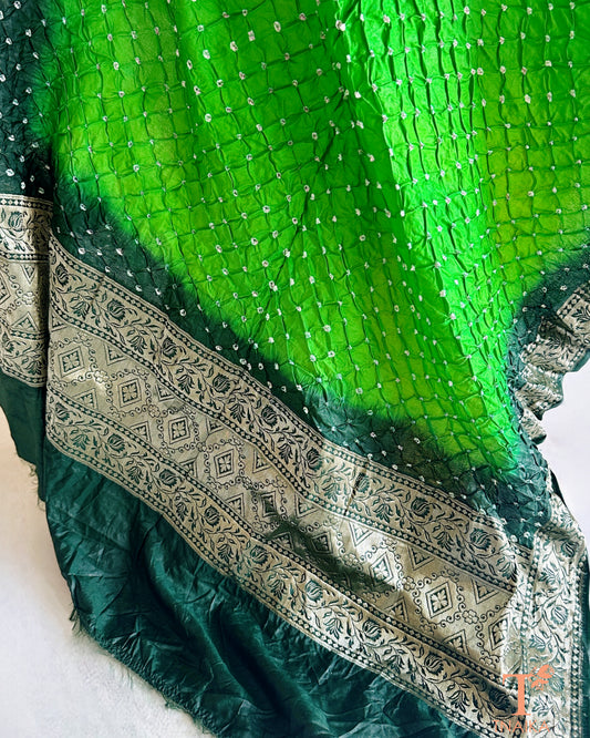 Wedding wear Bandhej dupatta with Banarasi style border detailing