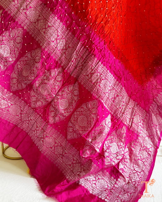 Wedding wear Bandhej dupatta with Banarasi style border detailing