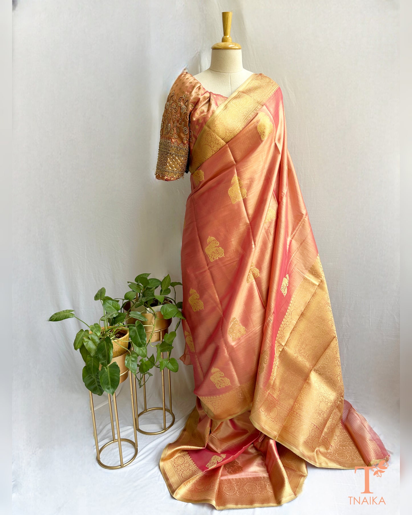 Tnaika™ premium art silk saree with heavy embroidered blouse piece