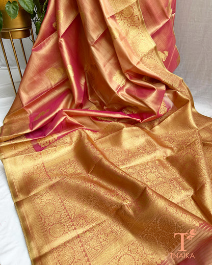 Art silk saree drape showcasing rich pallu and smooth texture