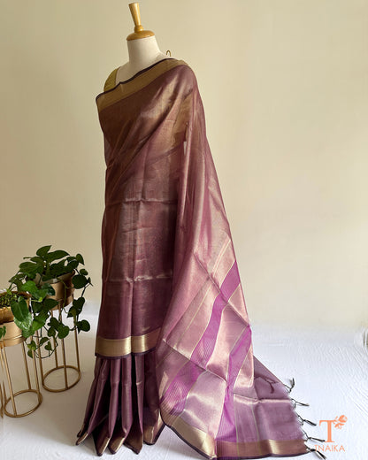 RaagMala Tissue Silk Checks Saree - Muted Mauve