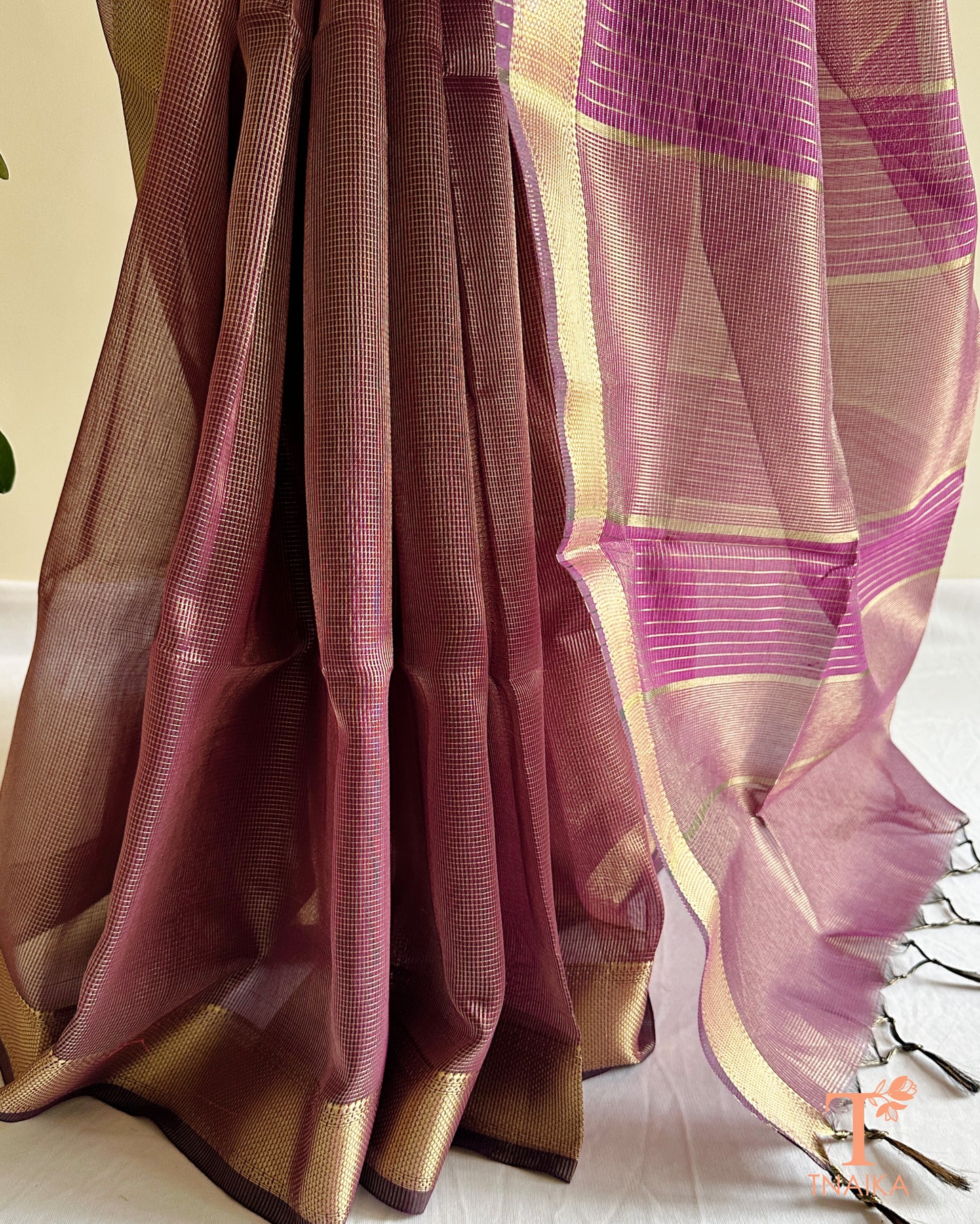 RaagMala Tissue Silk Checks Saree - Muted Mauve