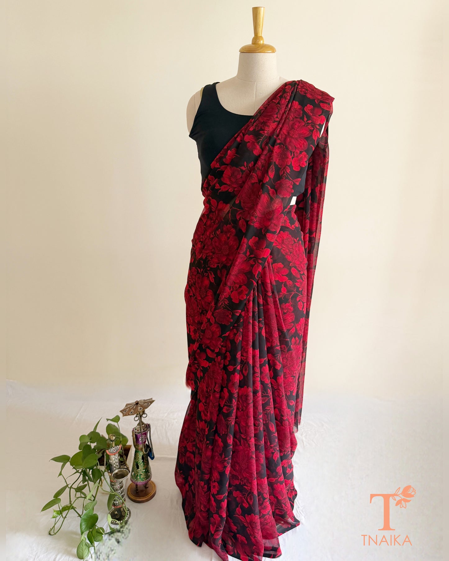 Georgette Midnight Bloom Floral Saree