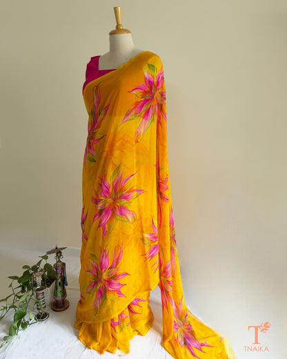 Floral printed georgette saree for women