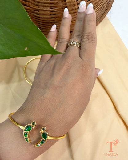 Twin Bird Kundan Cuff Bracelet