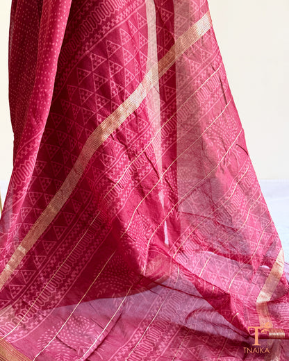 Traditional Maheshwari silk saree with geometric motifs