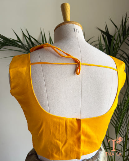 Grace Cotton Silk Elastic Fit Blouse - Yellow
