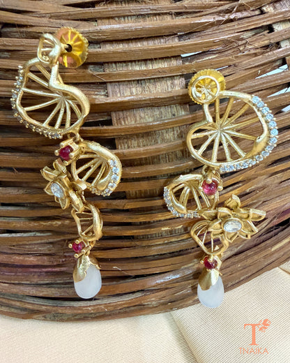Aurelia Bloom Brass Earrings - White