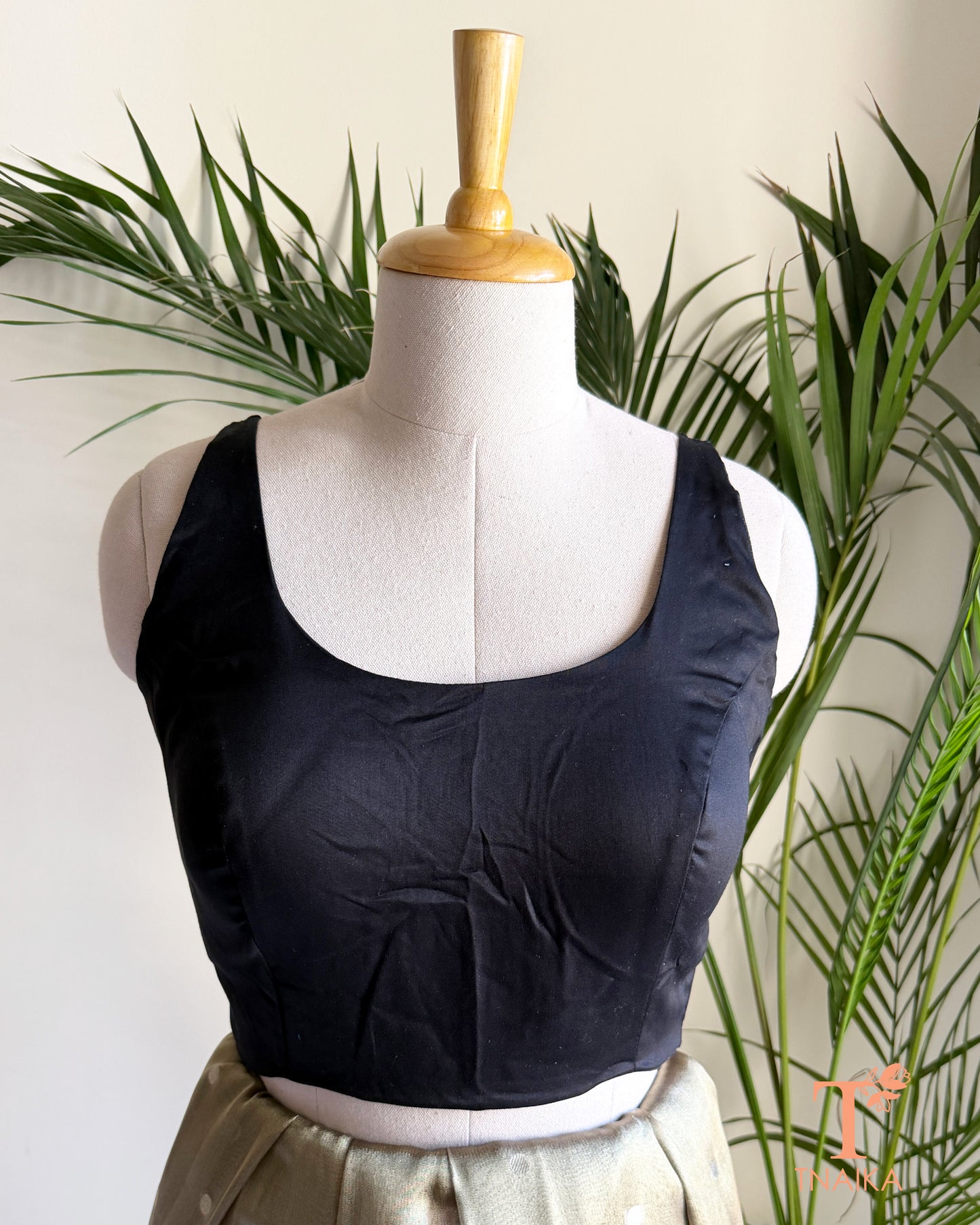 Cotton silk saree blouse with classic square neckline and tailored fit