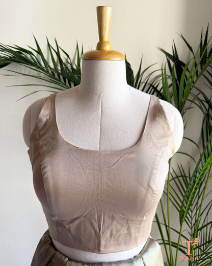 Cotton silk saree blouse with classic square neckline and tailored fit