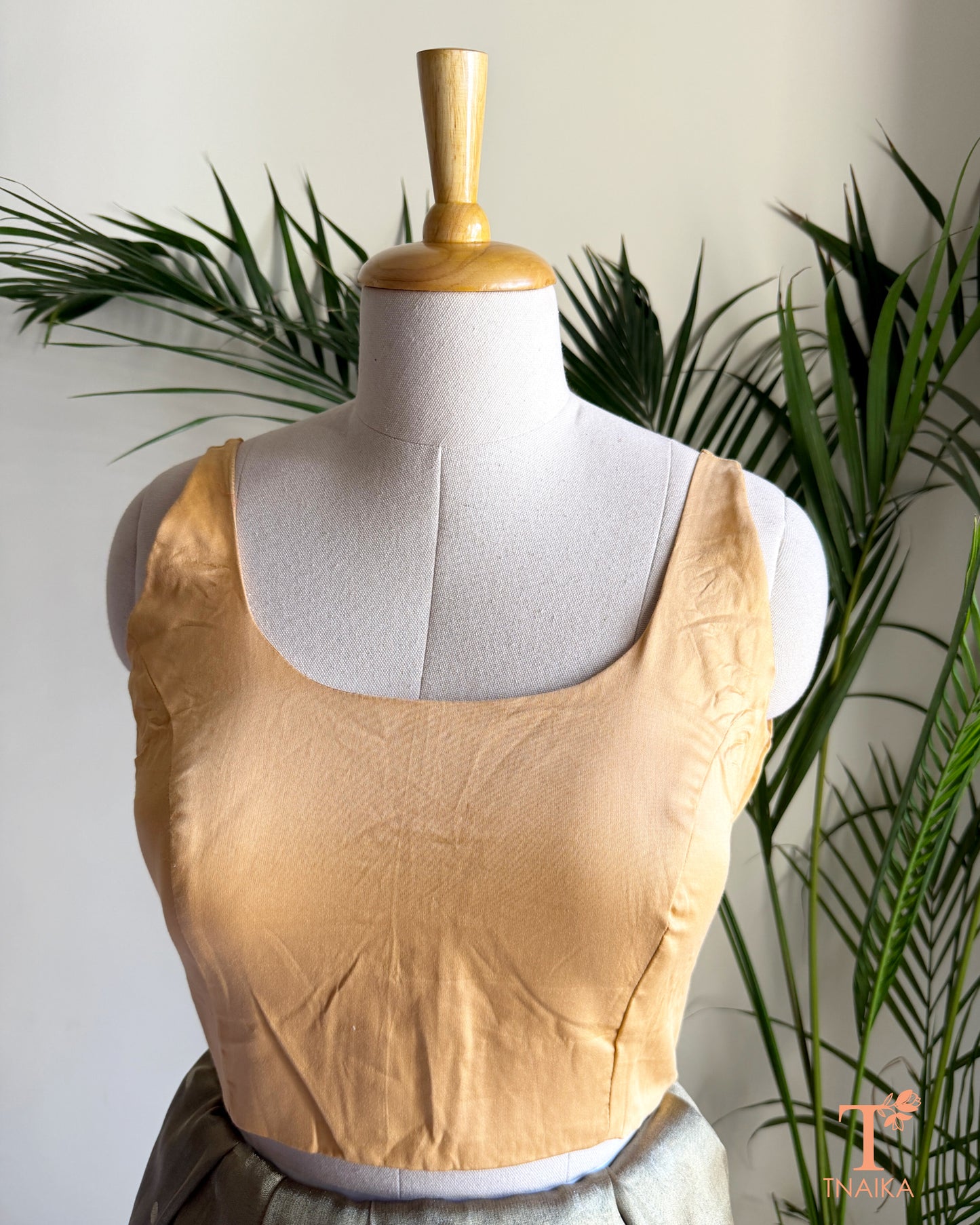 Cotton silk saree blouse with classic square neckline and tailored fit