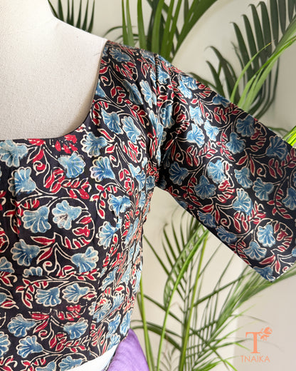 Vasudha Ajrakh Modal Blouse - Blue