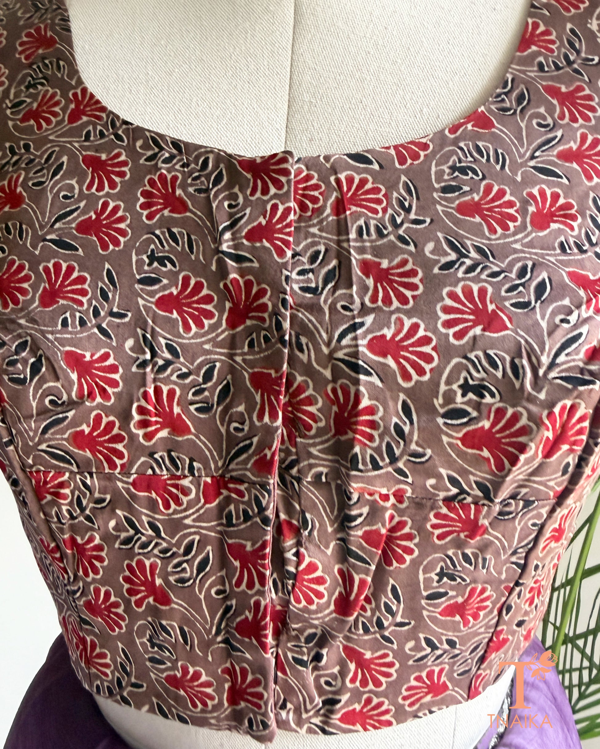 Modal silk blouse featuring traditional geometric hand block print.