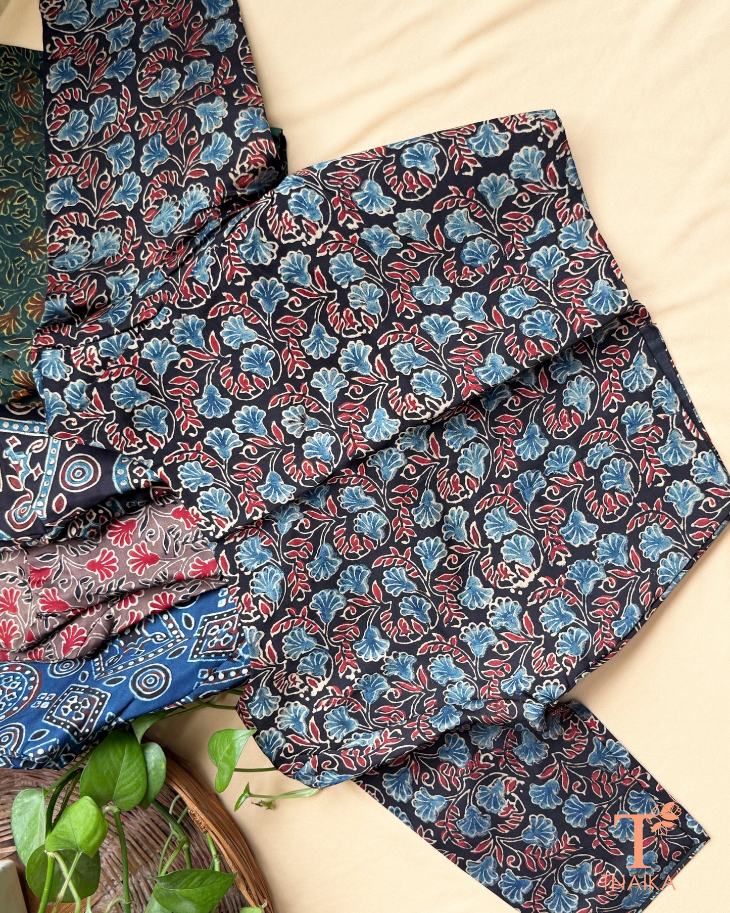Modal silk blouse featuring traditional geometric hand block print.